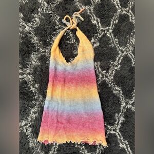 Multicolor Knit Halter Mini Dress